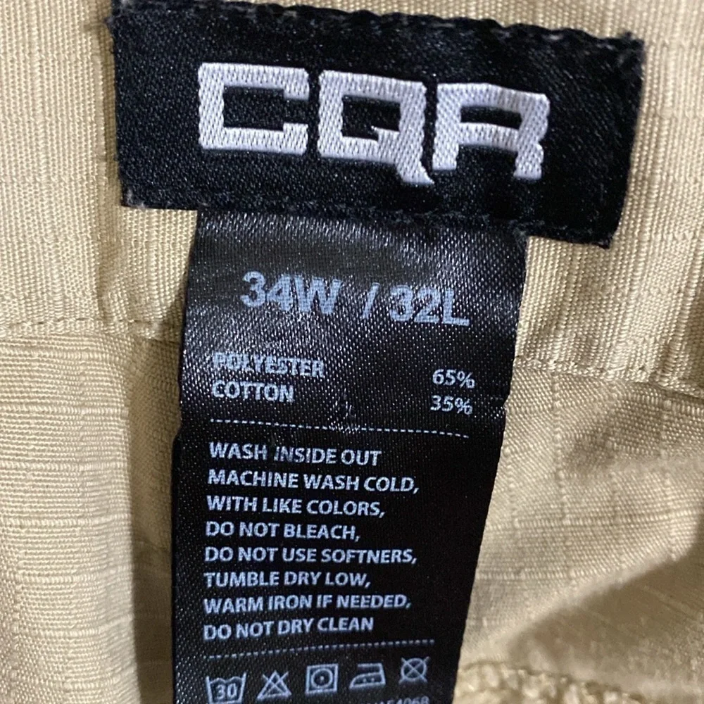 CQR Men's Cargo tactical Pants Tan hiking outdoor camping fishing 34X32 casual